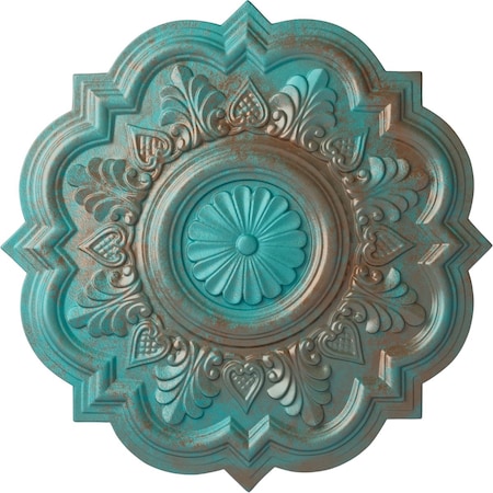 Ekena Millwork Deria Ceiling Medallion (Fits Canopies up to 6"), 20 1/4"OD x 1 1/2"P, Copper Green Patina CM20DRCGS